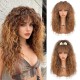 Natural High-Temperature Synthetic Wool Curl Wig with Breathable Net Cap and Bangs, Fully Hand-Knitted for Daily Wear