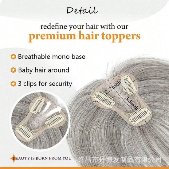 Bangs Topper Hairpiece for Gray Coverage and Invisible Volume with Parting Styles