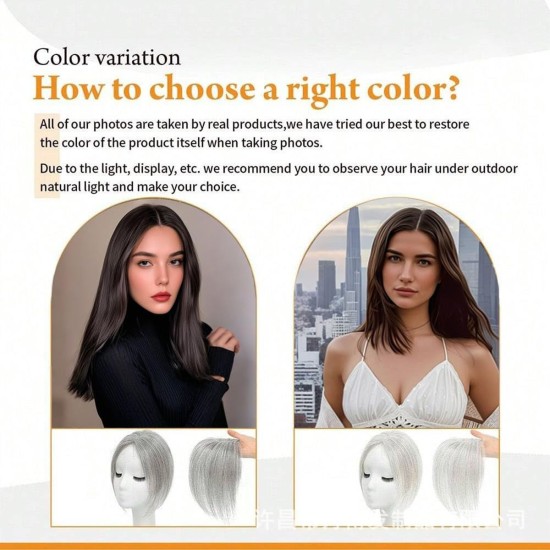 Bangs Topper Hairpiece for Gray Coverage and Invisible Volume with Parting Styles