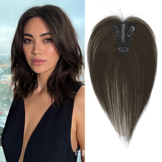 Bangs Topper Hairpiece for Gray Coverage and Invisible Volume with Parting Styles