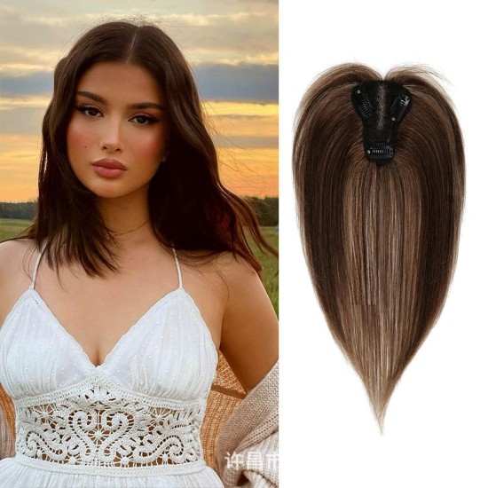 Bangs Topper Hairpiece for Gray Coverage and Invisible Volume with Parting Styles