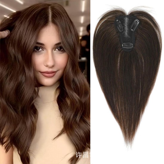 Bangs Topper Hairpiece for Gray Coverage and Invisible Volume with Parting Styles