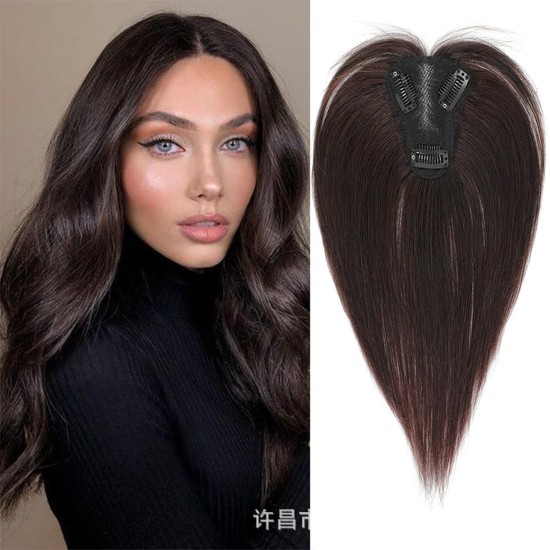 Bangs Topper Hairpiece for Gray Coverage and Invisible Volume with Parting Styles