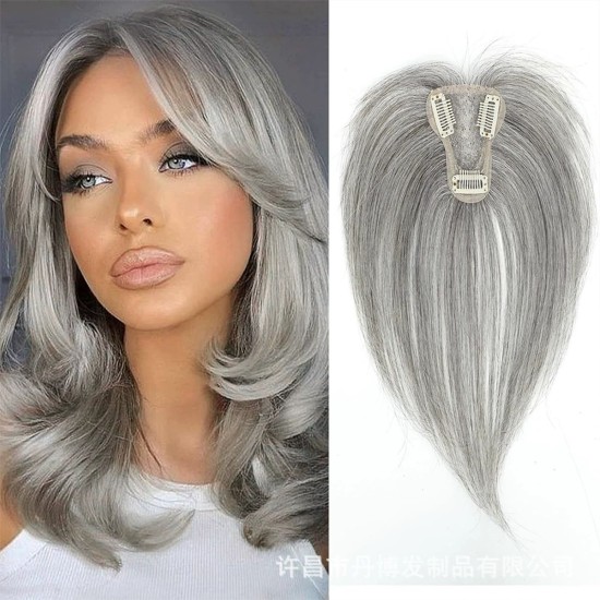 Bangs Topper Hairpiece for Gray Coverage and Invisible Volume with Parting Styles