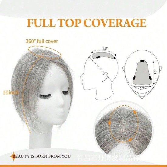 Bangs Topper Hairpiece for Gray Coverage and Invisible Volume with Parting Styles