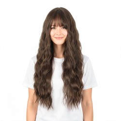 Long Curly Hair Extension with Bangs | High Quality Synthetic Wig Cap
