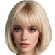 Natural Long Bob Wig for Women with Air Bangs, Straight Full Head Cap with Voluminous Style