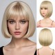 Natural Long Bob Wig for Women with Air Bangs, Straight Full Head Cap with Voluminous Style