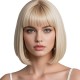 Natural Long Bob Wig for Women with Air Bangs, Straight Full Head Cap with Voluminous Style