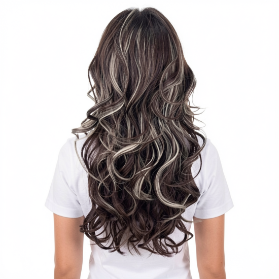 Center Part Long Curly Hair | Fashion Color Synthetic Wig Cap for Women
