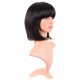 12 Inch Straight Bob Wig for Women with Straight Bangs, Natural Black Heat-Friendly Synthetic Short Bob