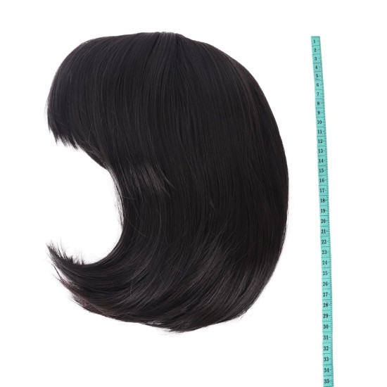 12 Inch Straight Bob Wig for Women with Straight Bangs, Natural Black Heat-Friendly Synthetic Short Bob