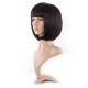 12 Inch Straight Bob Wig for Women with Straight Bangs, Natural Black Heat-Friendly Synthetic Short Bob