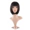 12 Inch Straight Bob Wig for Women with Straight Bangs, Natural Black Heat-Friendly Synthetic Short Bob