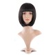 12 Inch Straight Bob Wig for Women with Straight Bangs, Natural Black Heat-Friendly Synthetic Short Bob