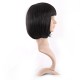 12 Inch Straight Bob Wig for Women with Straight Bangs, Natural Black Heat-Friendly Synthetic Short Bob