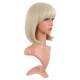 12 Inch Straight Bob Wig for Women with Straight Bangs, Natural Black Heat-Friendly Synthetic Short Bob