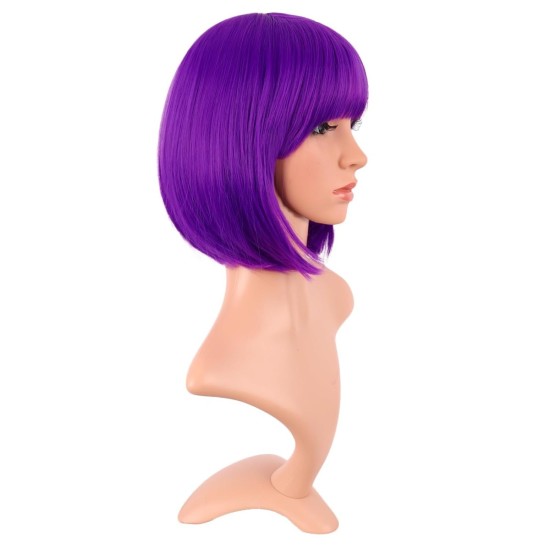 12 Inch Straight Bob Wig for Women with Straight Bangs, Natural Black Heat-Friendly Synthetic Short Bob