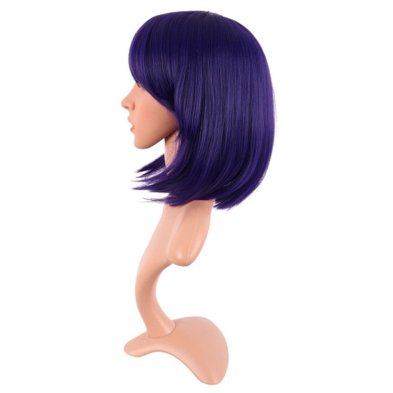12 Inch Straight Bob Wig for Women with Straight Bangs, Natural Black Heat-Friendly Synthetic Short Bob