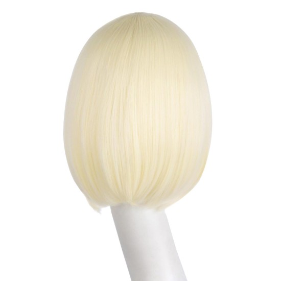 12 Inch Straight Bob Wig for Women with Straight Bangs, Natural Black Heat-Friendly Synthetic Short Bob