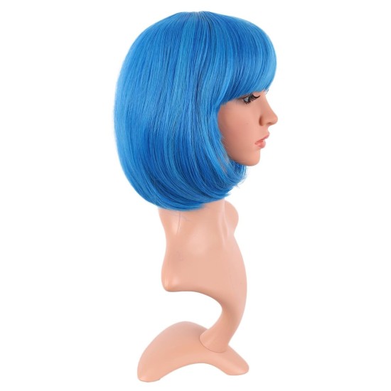 12 Inch Straight Bob Wig for Women with Straight Bangs, Natural Black Heat-Friendly Synthetic Short Bob