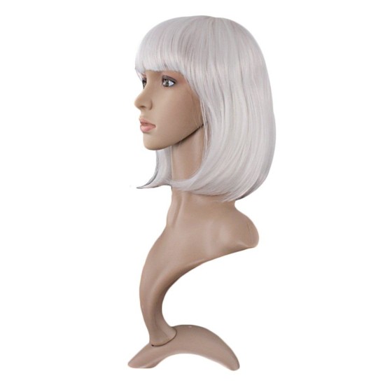 12 Inch Straight Bob Wig for Women with Straight Bangs, Natural Black Heat-Friendly Synthetic Short Bob