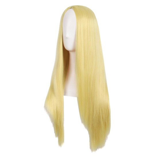 28 Inch Long Straight Synthetic Wig for Women, Pale Hot Pink Heat-Friendly Fibre, Adjustable Cap