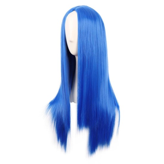 28 Inch Long Straight Synthetic Wig for Women, Pale Hot Pink Heat-Friendly Fibre, Adjustable Cap