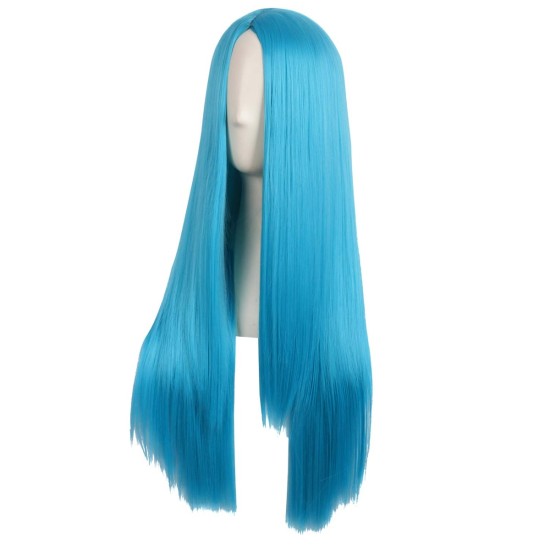 28 Inch Long Straight Synthetic Wig for Women, Pale Hot Pink Heat-Friendly Fibre, Adjustable Cap