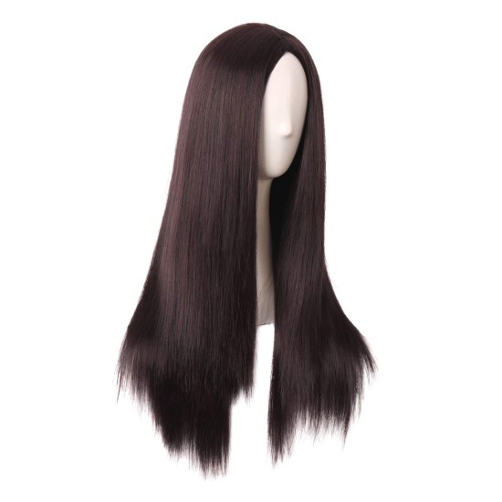 28 Inch Long Straight Synthetic Wig for Women, Pale Hot Pink Heat-Friendly Fibre, Adjustable Cap