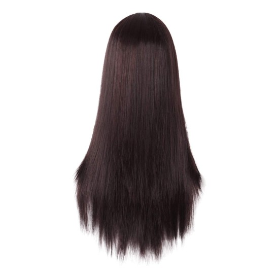 28 Inch Long Straight Synthetic Wig for Women, Pale Hot Pink Heat-Friendly Fibre, Adjustable Cap