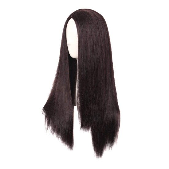 28 Inch Long Straight Synthetic Wig for Women, Pale Hot Pink Heat-Friendly Fibre, Adjustable Cap