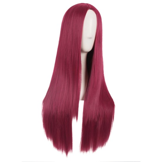 28 Inch Long Straight Synthetic Wig for Women, Pale Hot Pink Heat-Friendly Fibre, Adjustable Cap