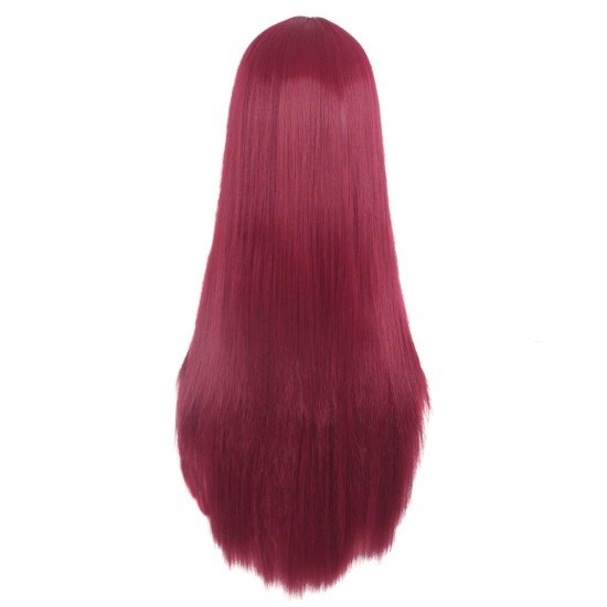 28 Inch Long Straight Synthetic Wig for Women, Pale Hot Pink Heat-Friendly Fibre, Adjustable Cap