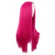 28 Inch Long Straight Synthetic Wig for Women, Pale Hot Pink Heat-Friendly Fibre, Adjustable Cap