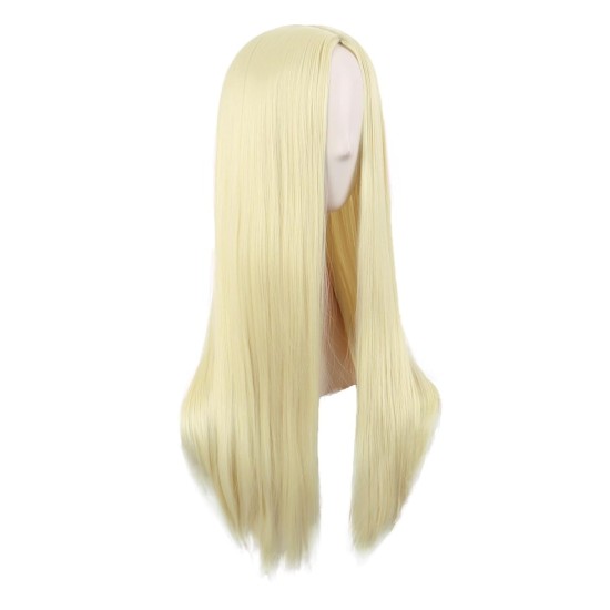 28 Inch Long Straight Synthetic Wig for Women, Pale Hot Pink Heat-Friendly Fibre, Adjustable Cap