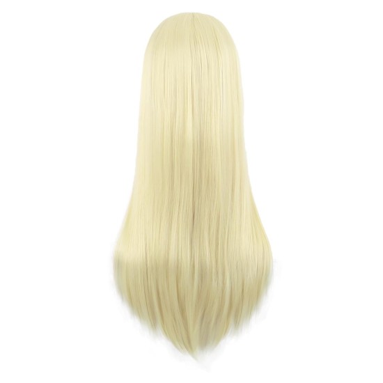 28 Inch Long Straight Synthetic Wig for Women, Pale Hot Pink Heat-Friendly Fibre, Adjustable Cap