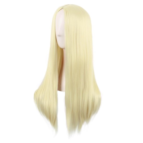28 Inch Long Straight Synthetic Wig for Women, Pale Hot Pink Heat-Friendly Fibre, Adjustable Cap