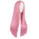 28 Inch Long Straight Synthetic Wig for Women, Pale Hot Pink Heat-Friendly Fibre, Adjustable Cap