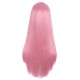 28 Inch Long Straight Synthetic Wig for Women, Pale Hot Pink Heat-Friendly Fibre, Adjustable Cap
