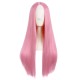 28 Inch Long Straight Synthetic Wig for Women, Pale Hot Pink Heat-Friendly Fibre, Adjustable Cap