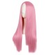 28 Inch Long Straight Synthetic Wig for Women, Pale Hot Pink Heat-Friendly Fibre, Adjustable Cap