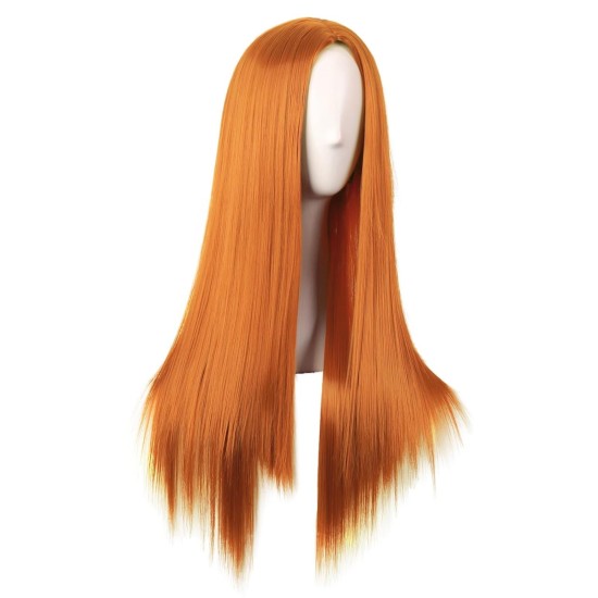 28 Inch Long Straight Synthetic Wig for Women, Pale Hot Pink Heat-Friendly Fibre, Adjustable Cap