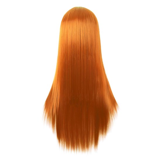 28 Inch Long Straight Synthetic Wig for Women, Pale Hot Pink Heat-Friendly Fibre, Adjustable Cap