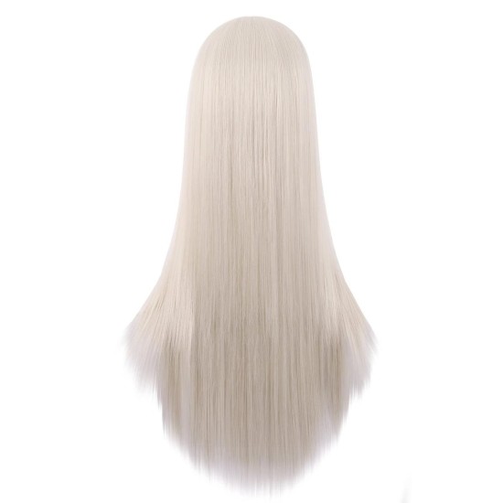 28 Inch Long Straight Synthetic Wig for Women, Pale Hot Pink Heat-Friendly Fibre, Adjustable Cap