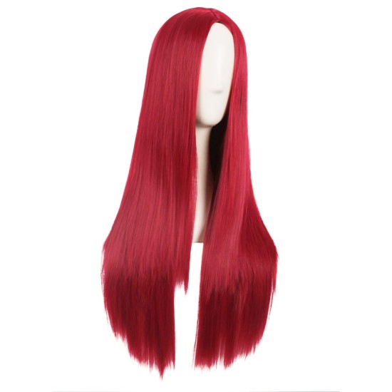 28 Inch Long Straight Synthetic Wig for Women, Pale Hot Pink Heat-Friendly Fibre, Adjustable Cap