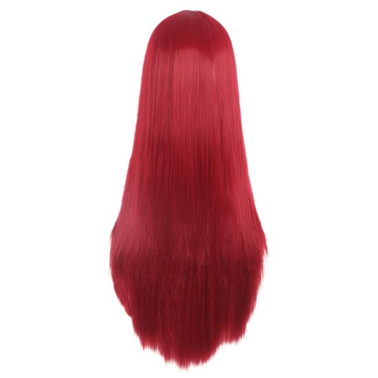 28 Inch Long Straight Synthetic Wig for Women, Pale Hot Pink Heat-Friendly Fibre, Adjustable Cap