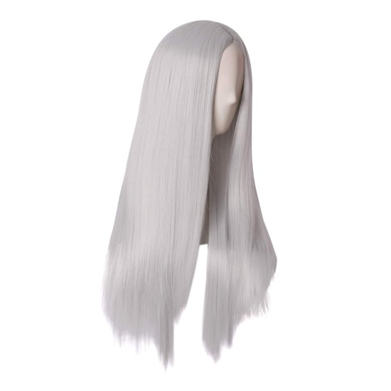 28 Inch Long Straight Synthetic Wig for Women, Pale Hot Pink Heat-Friendly Fibre, Adjustable Cap