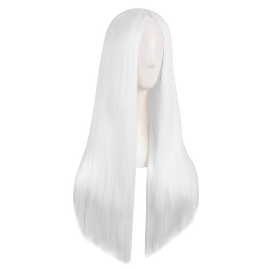 28 Inch Long Straight Synthetic Wig for Women, Pale Hot Pink Heat-Friendly Fibre, Adjustable Cap