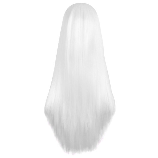 28 Inch Long Straight Synthetic Wig for Women, Pale Hot Pink Heat-Friendly Fibre, Adjustable Cap